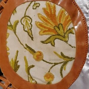 Vintage Valerie Leather and crochet oval bag